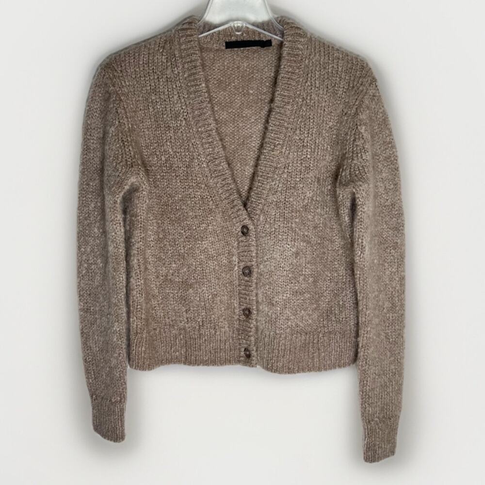 Jenni Kayne Mohair Boyfriend Cardigan Button Sweater in Brown Driftwood Sz XS - Picture 3 of 8